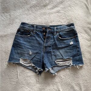 We The Free Blue Distressed Jean Shorts
